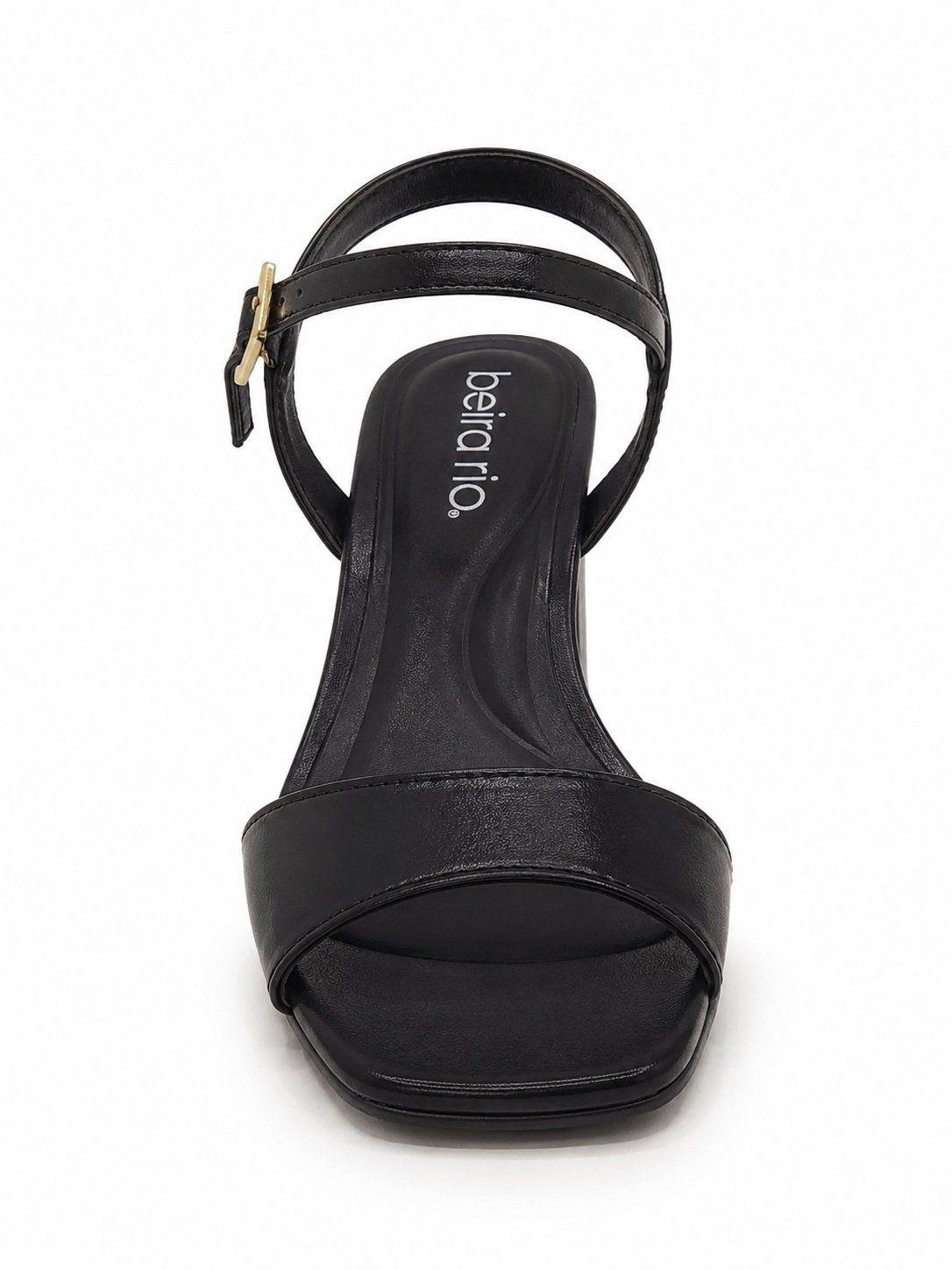 Sandalia Beira Rio Salto Bloco Preto Detalhe Dourado Casual Preto 3