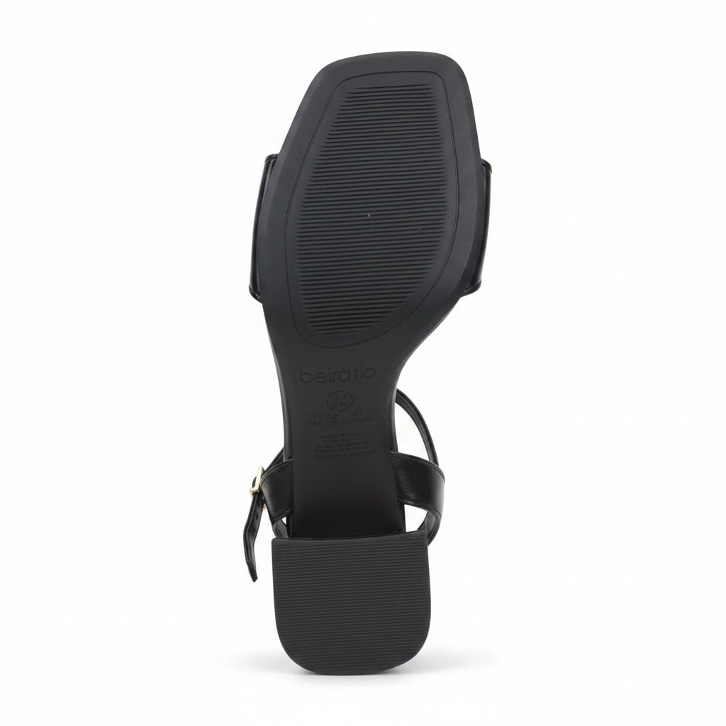 Sandalia Beira Rio Salto Bloco Preto Detalhe Dourado Casual Preto 6