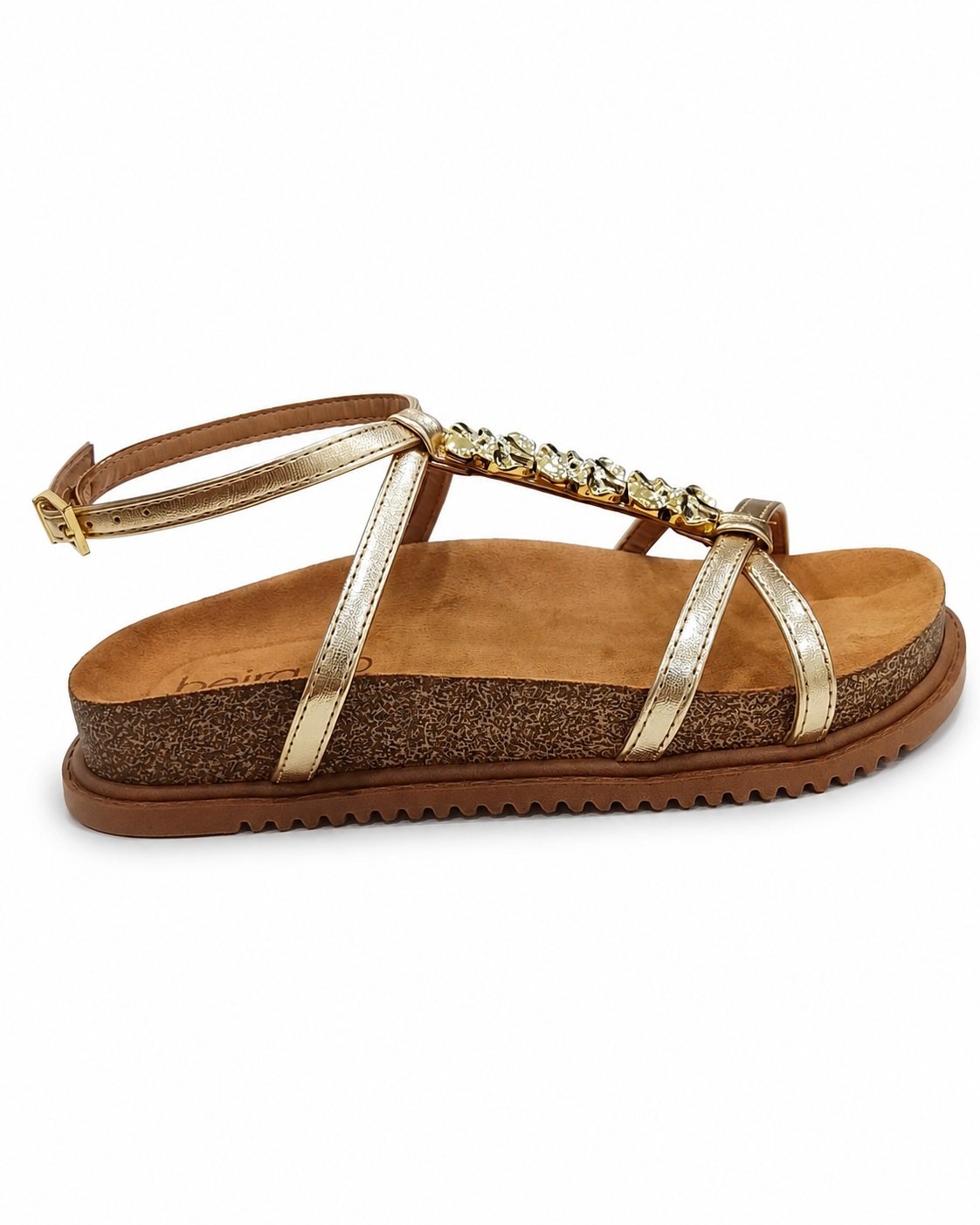 Sandalia Beira Rio Dourada Strass Luxo Leveza Feminino Dourado 4