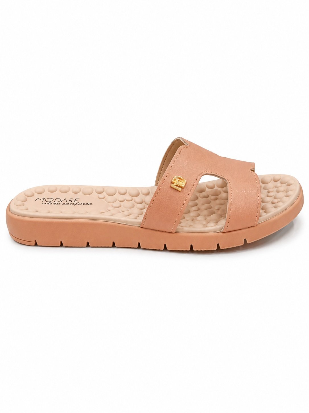 Rasteira Modare Nude Detalhe Metalizado Conforto Bege 4