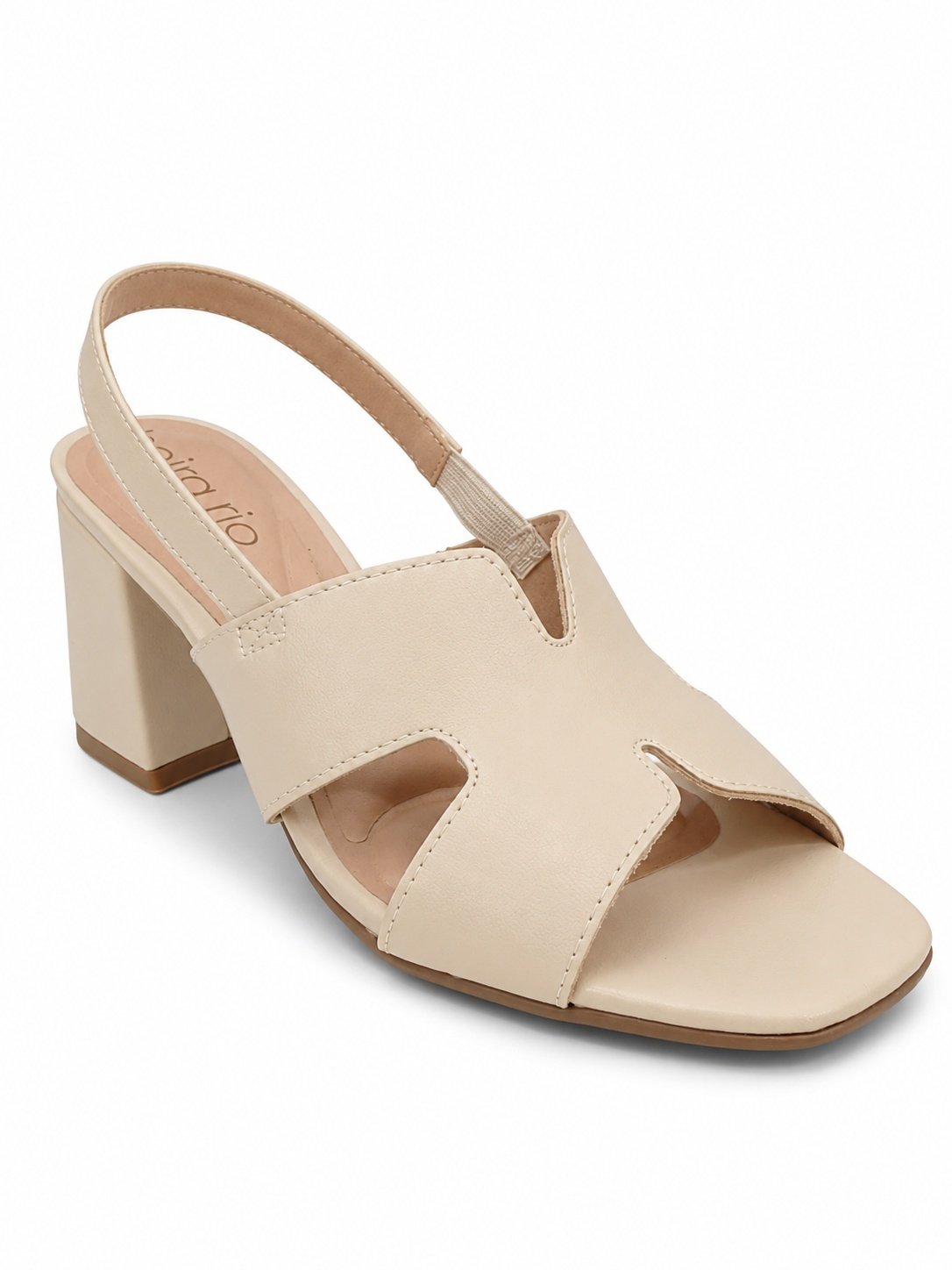 Sandalia Beira Rio  Salto Bloco Creme Elegante Macia
