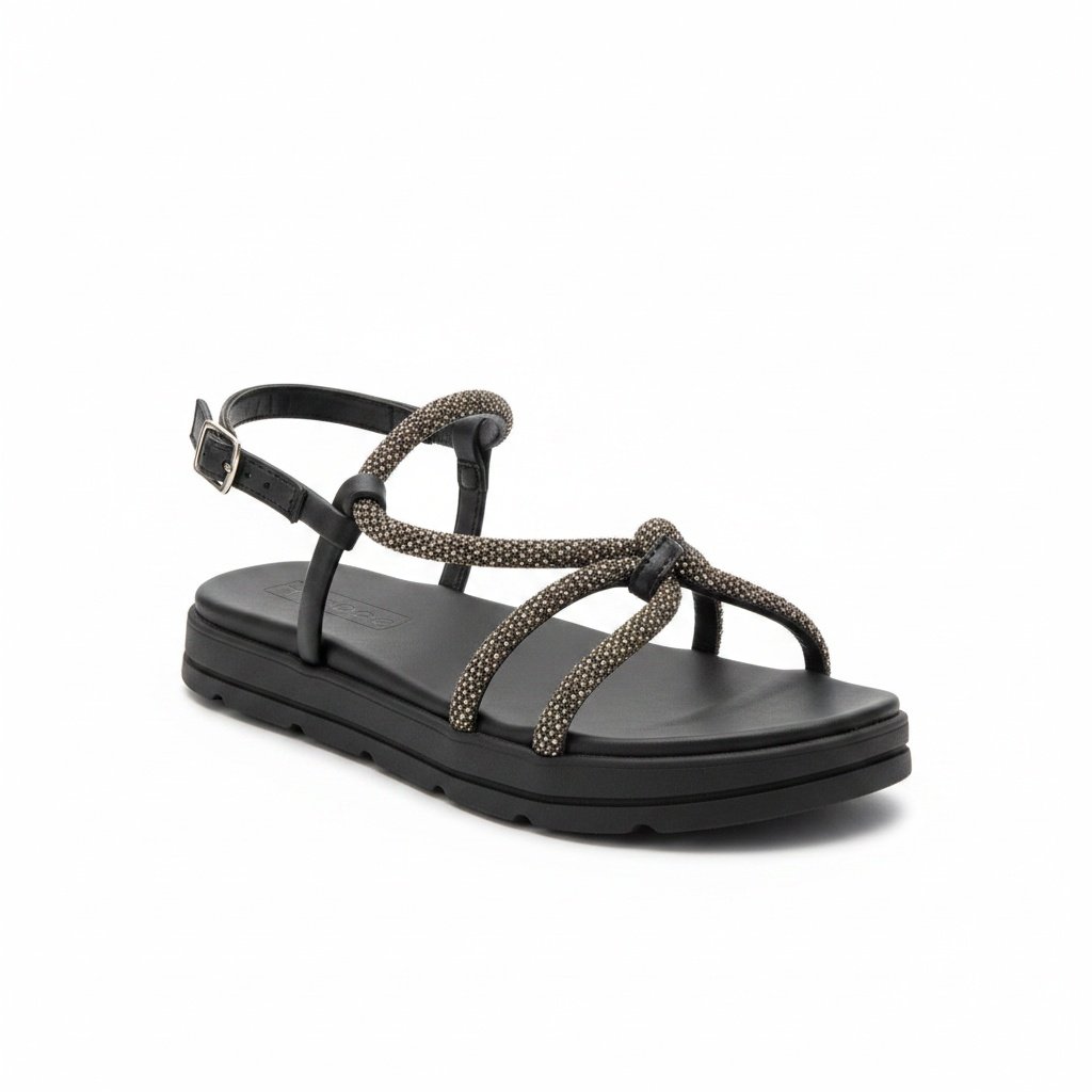 Sandalia Moleca Plataforma Black Brilho Versatil