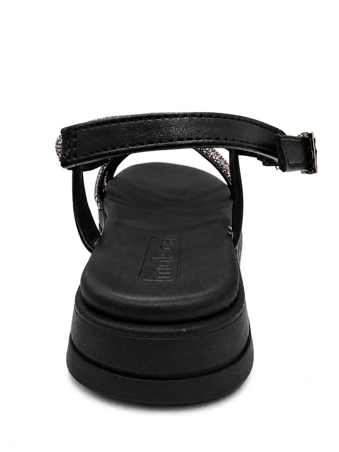 Sandalia Moleca Plataforma Black Brilho Versatil Preto 5