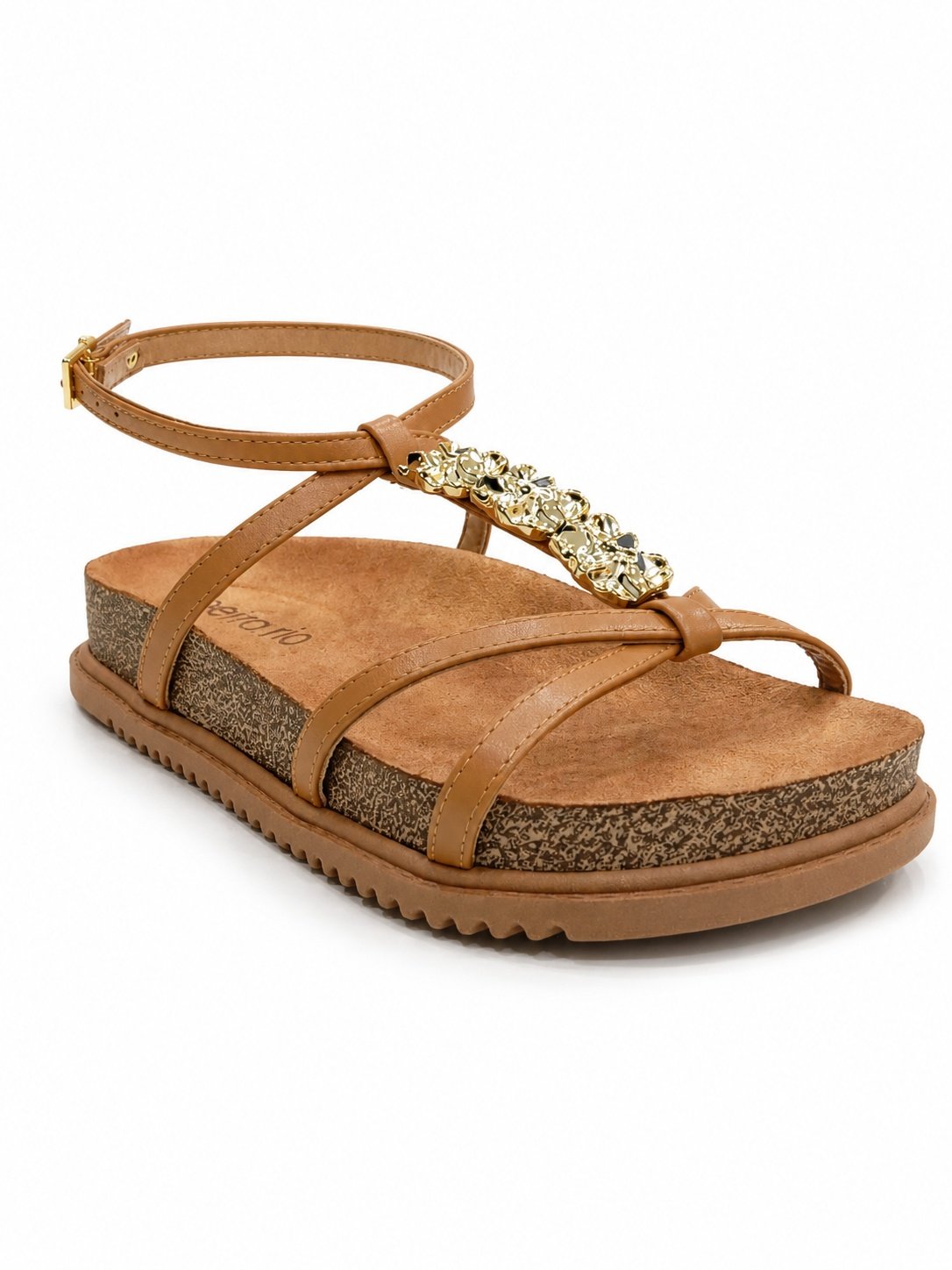 Sandalia Feminino Beira Rio Strass Caramelo  Leve 
