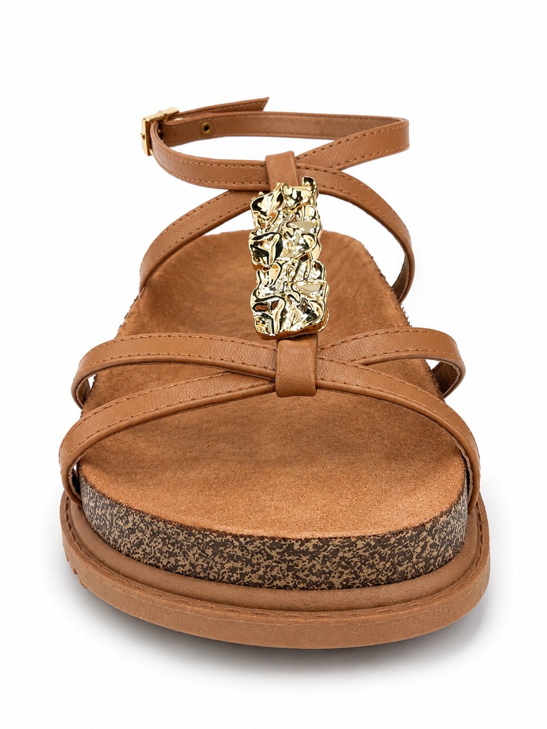 Sandalia Feminino Beira Rio Strass Caramelo  Leve  Marrom 3