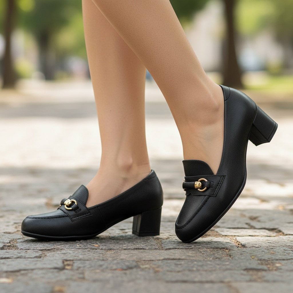 Sapato Modare Salto Bloco Preto Feminino Basico Casual Preto 2
