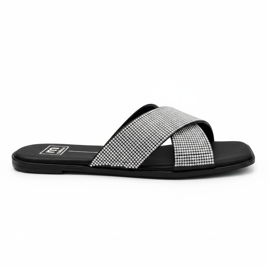 Tamanco Moleca Rasteira Preto Brilho Casual Preto 4