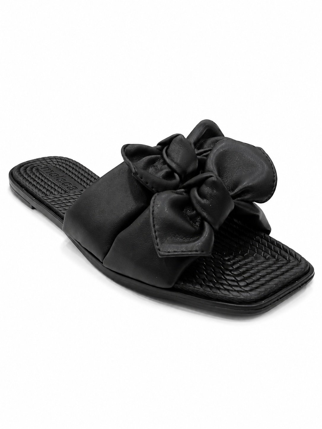 Rasteira Moleca  No Bico Quadrado Preto Elegante