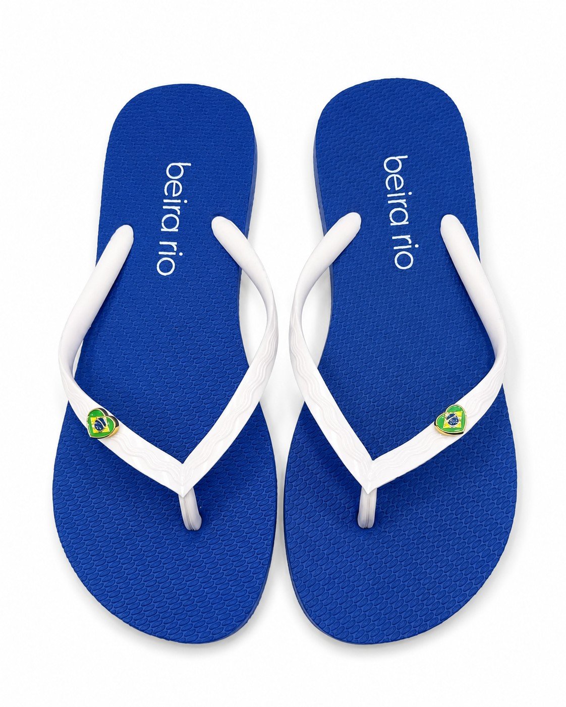 Chinelo Beira Rio Branco Azul Aplique Coracao Delicado Branco 3