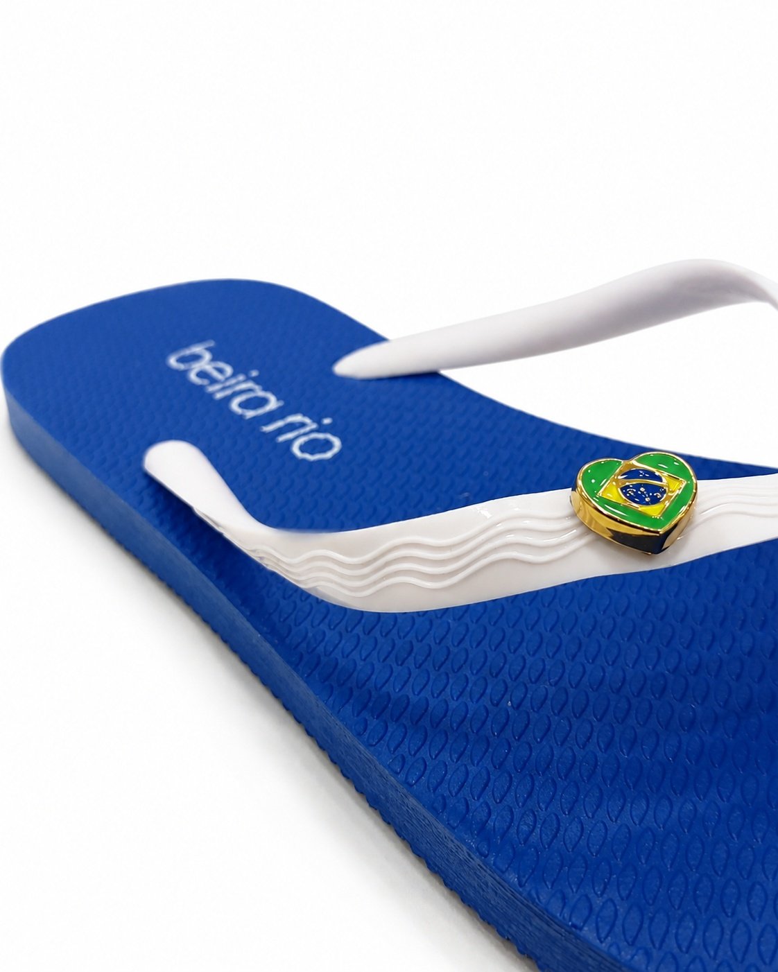 Chinelo Beira Rio Branco Azul Aplique Coracao Delicado Branco 5