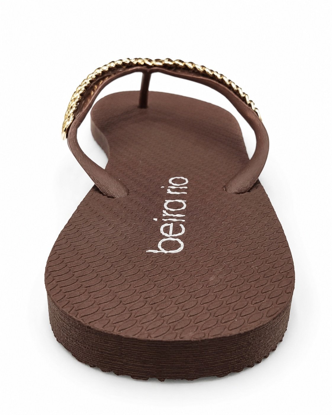 Chinelo Beira Rio  Chocolate Corrente Dourada Casual Marrom 5