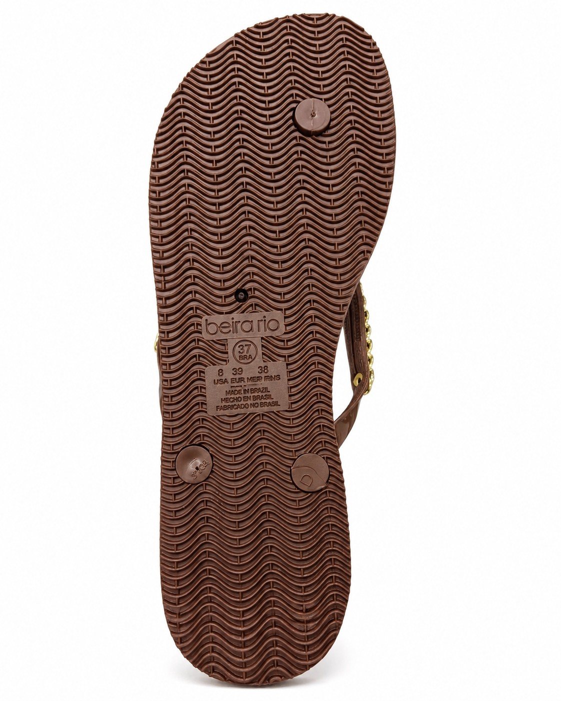 Chinelo Beira Rio  Chocolate Corrente Dourada Casual Marrom 6