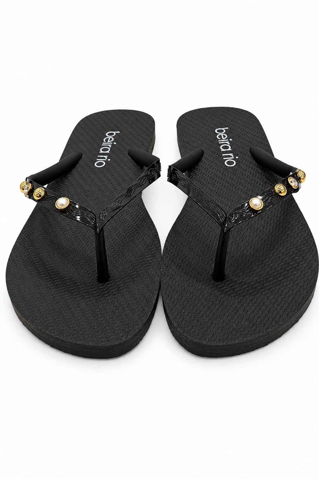 Chinelo Beira Rio Preto Strass Toque de Brilho Feminino  Preto 6