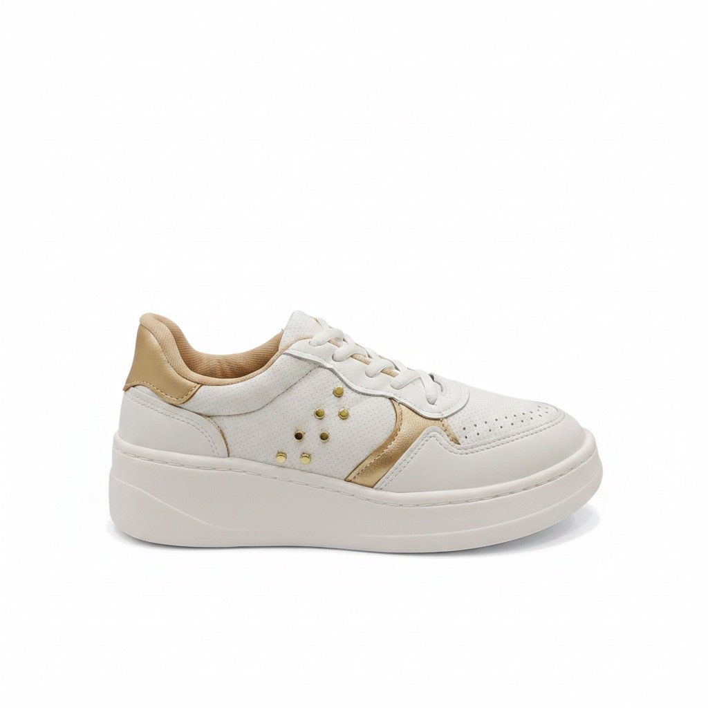 Tenis Modare Branco Dourado Confortavel Casual Branco/Dourado 5