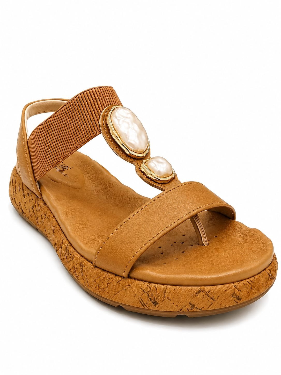 Sandalia Anabela Modare Camel Pedraria Design Exclusivo