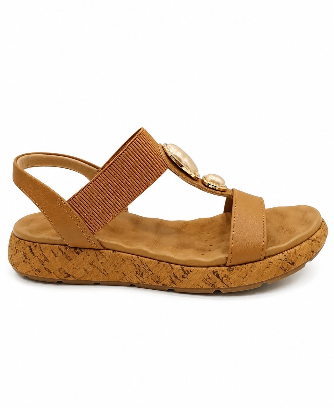 Sandalia Anabela Modare Camel Pedraria Design Exclusivo Marrom 4