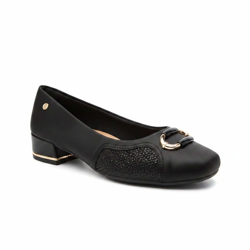 Sapato Campesi Salto Bloco Preto Design Sofisticado 