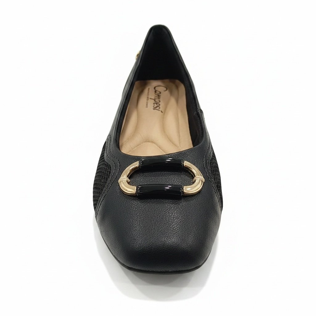 Sapato Campesi Salto Bloco Preto Design Sofisticado Preto 3