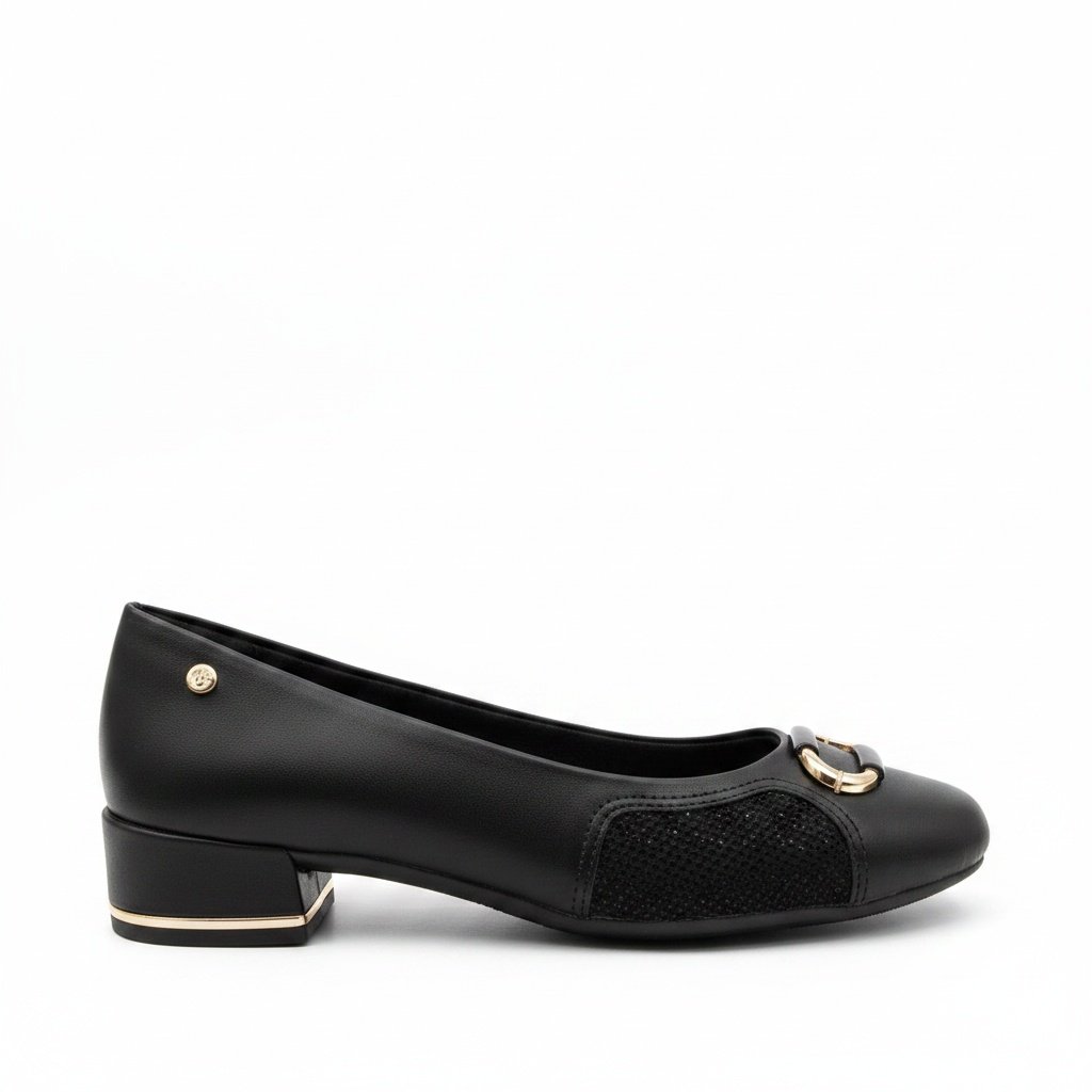 Sapato Campesi Salto Bloco Preto Design Sofisticado Preto 4