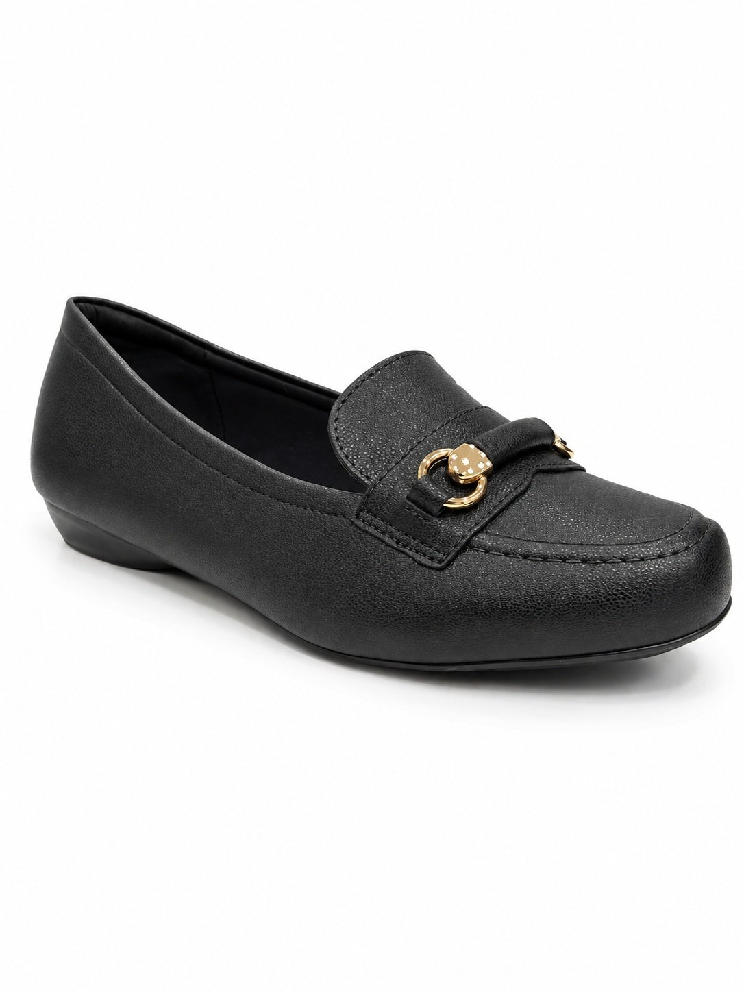 Sapatilha Modare Preto Detalhe Dourado Elegante Feminino