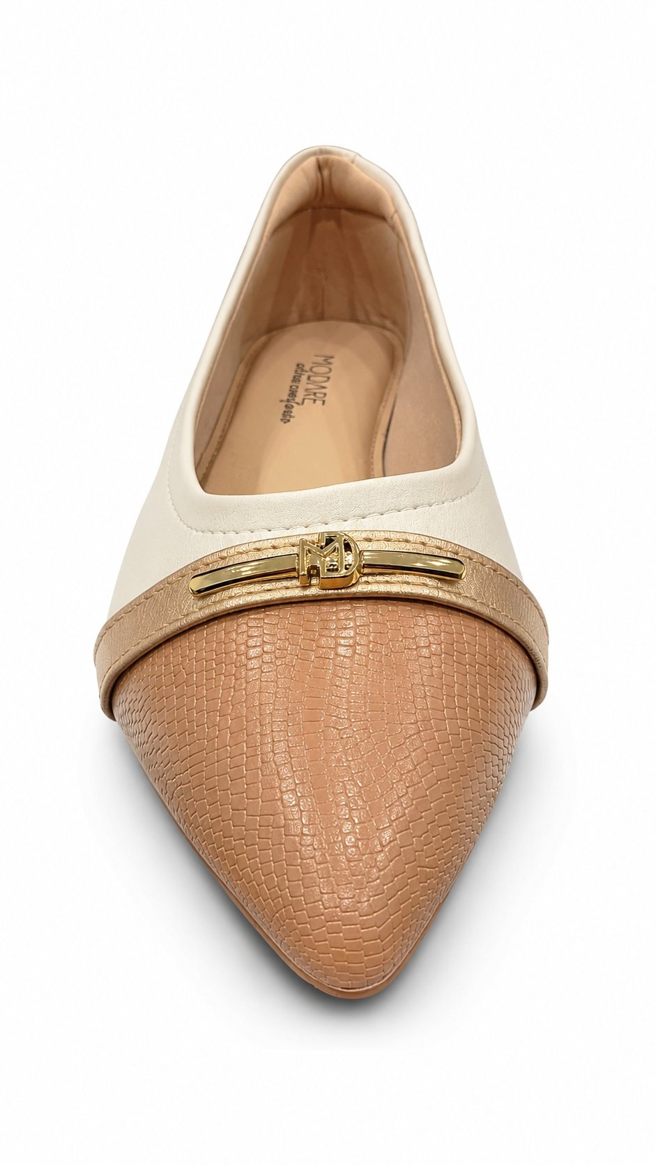 Sapatilha Modare Conforto Bico Fino Branco Off Nude Dourado Branco/Bege 4