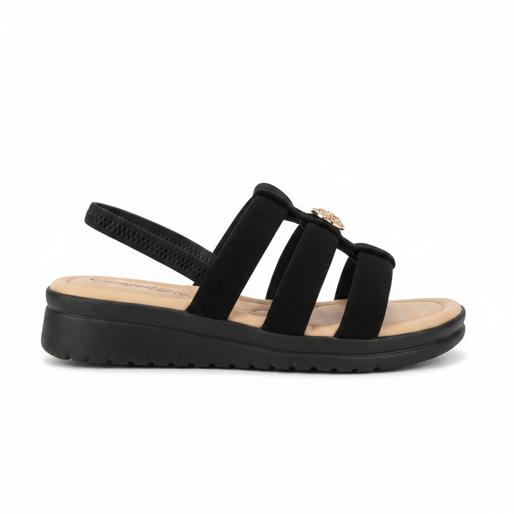 Campesi Sandalia Preta Anatomico Flexivel Feminina  Preto 3