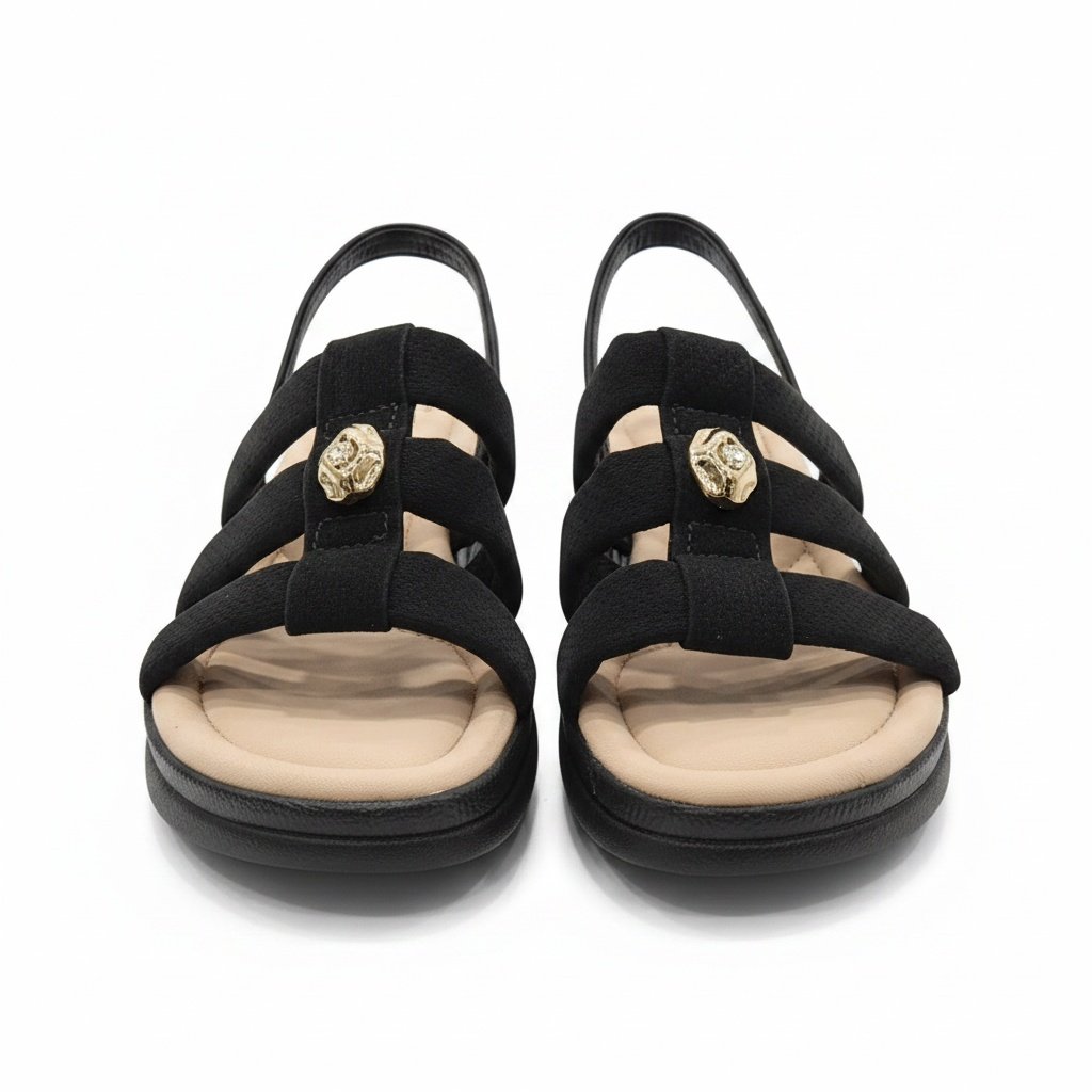 Campesi Sandalia Preta Anatomico Flexivel Feminina  Preto 4