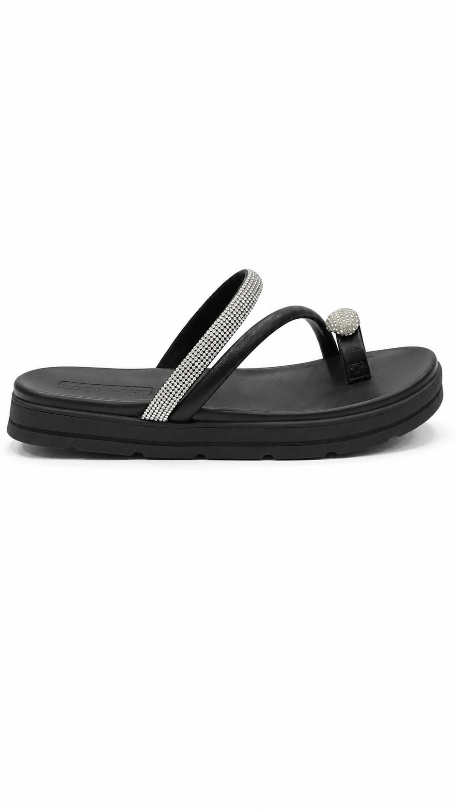 Sandalia Moleca Plataforma Cristal Preto Brilho Urbano Preto 2