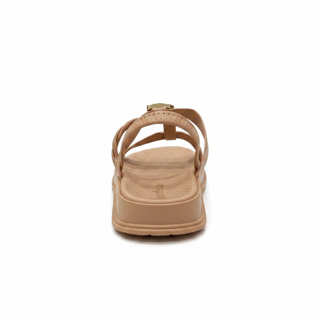Sandalia Beira Rio Nude Feminina Detalhe Dourado Casual Bege 6