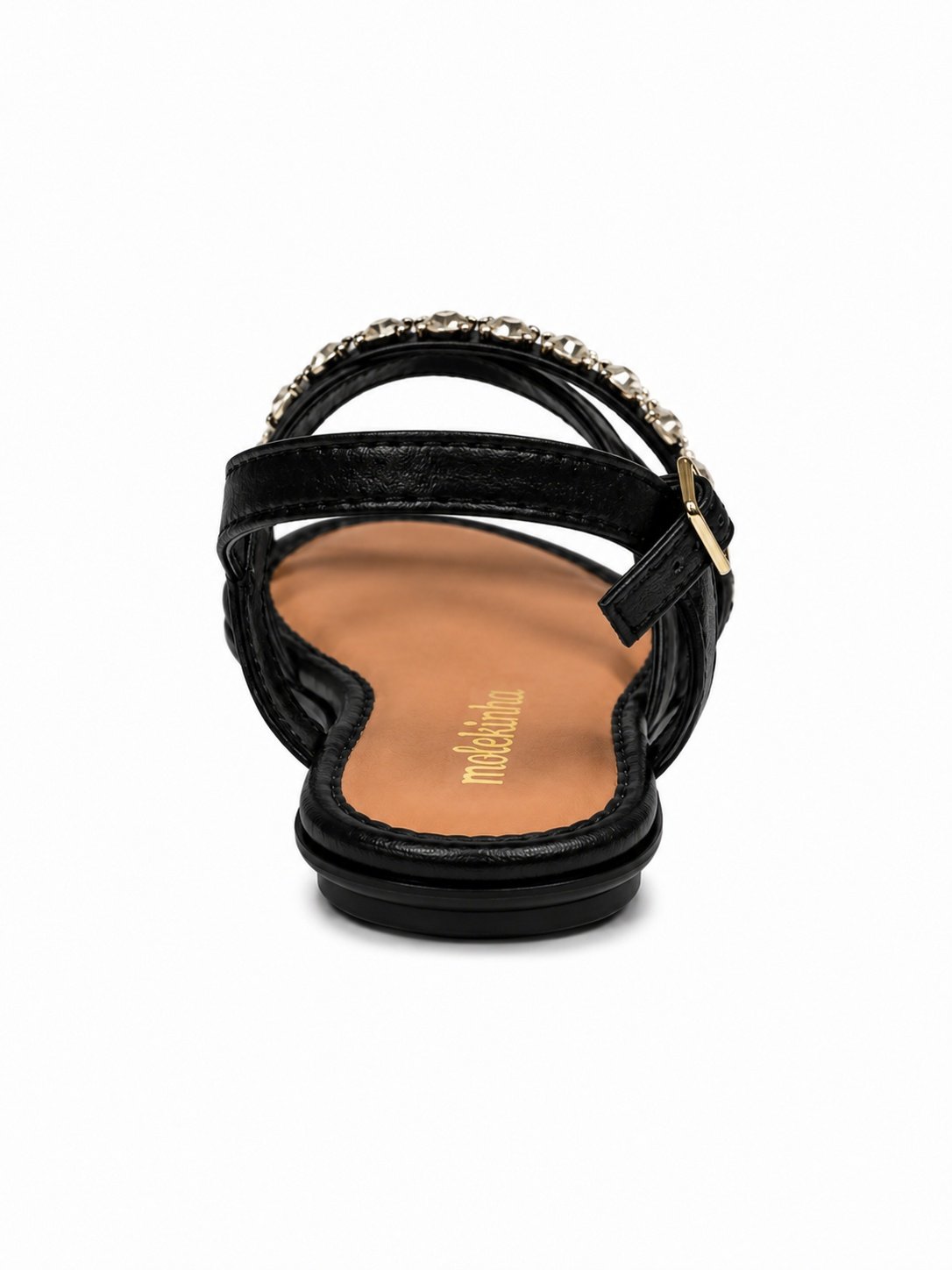 Molekinha Sandalia Preta Cristal Meninas Fecho Ajustavel Preto 5