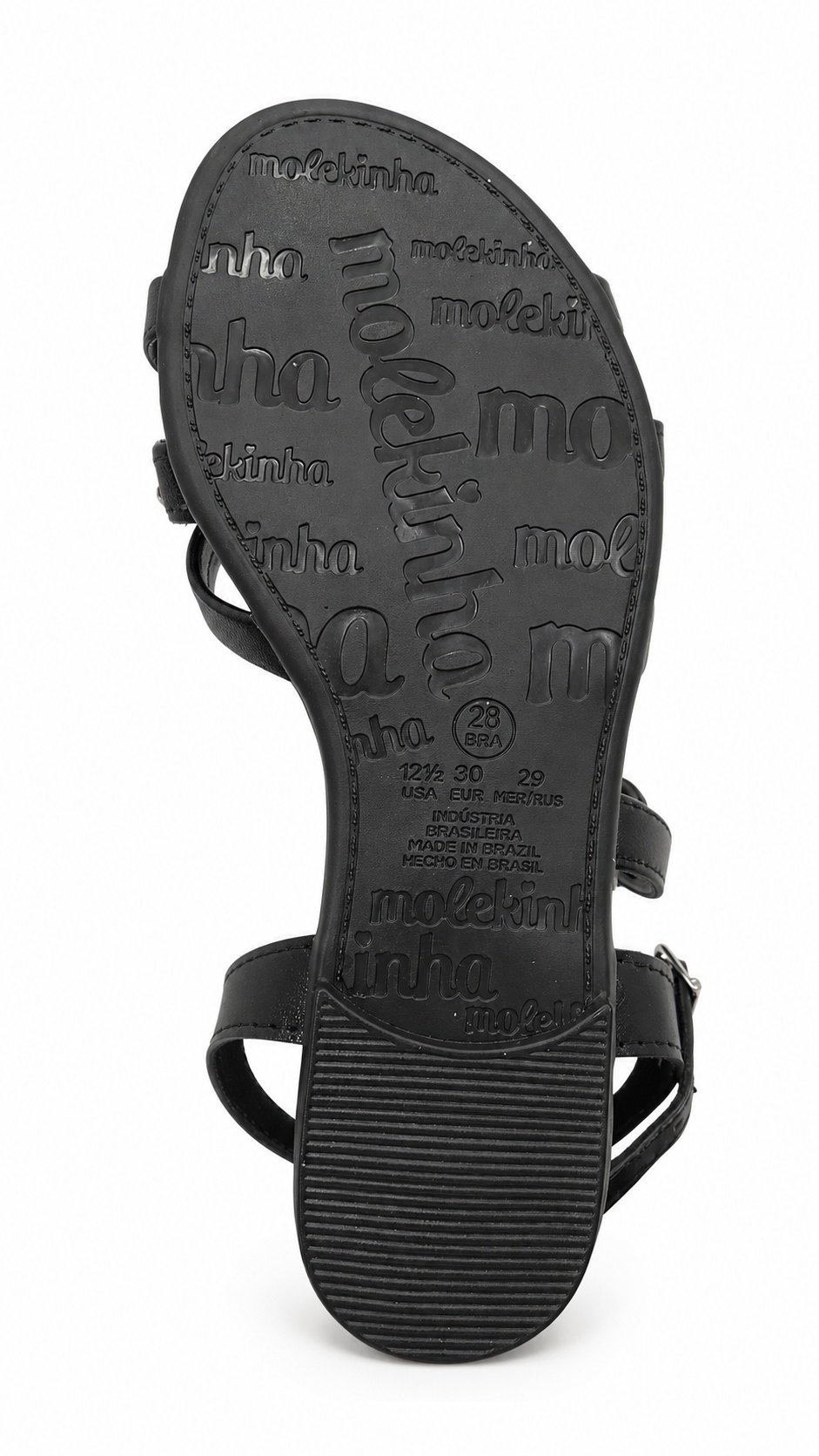 Molekinha Sandalia Preta Cristal Meninas Fecho Ajustavel Preto 6
