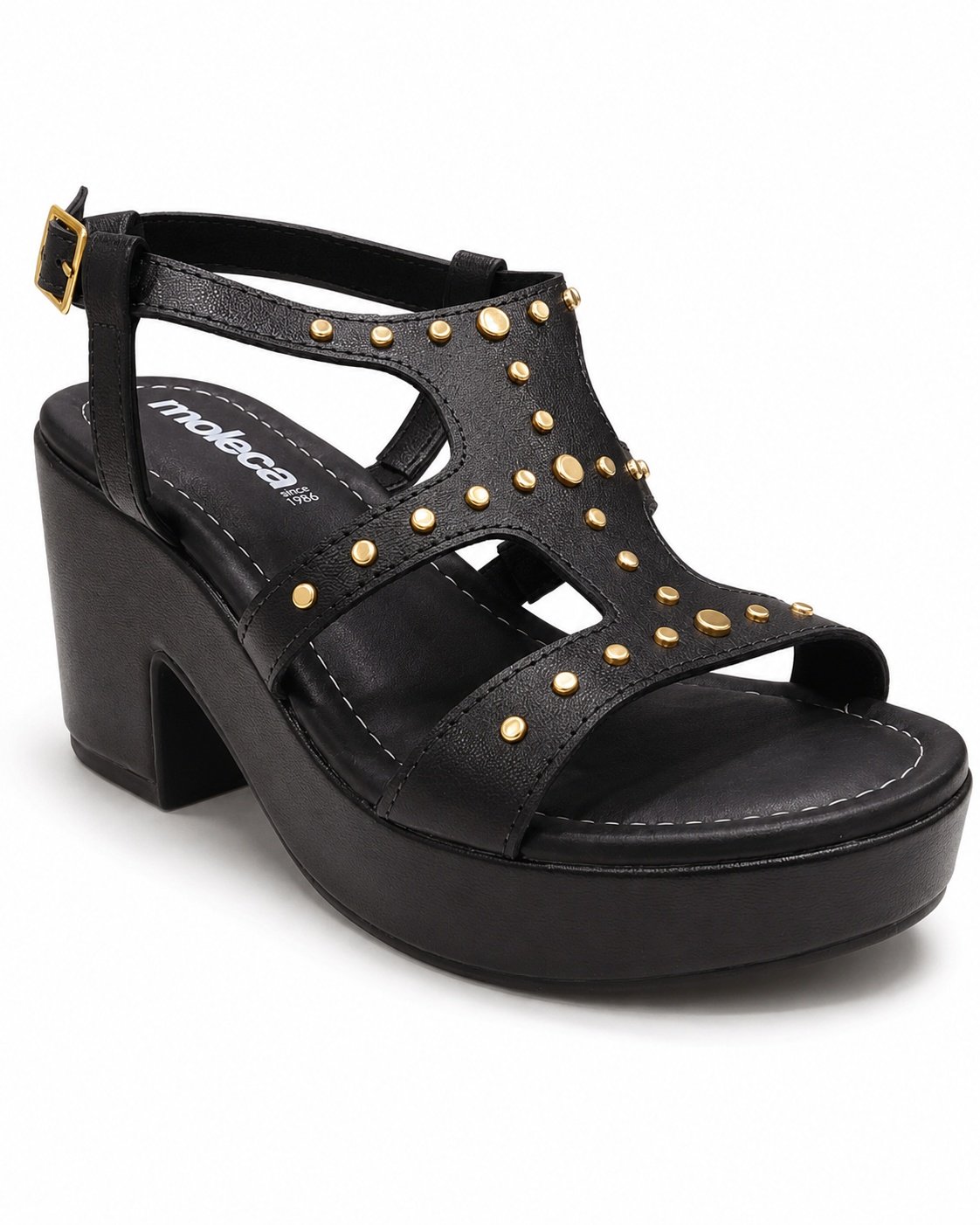 Sandalia Moleca Salto Bloco Preto Design Sofisticado