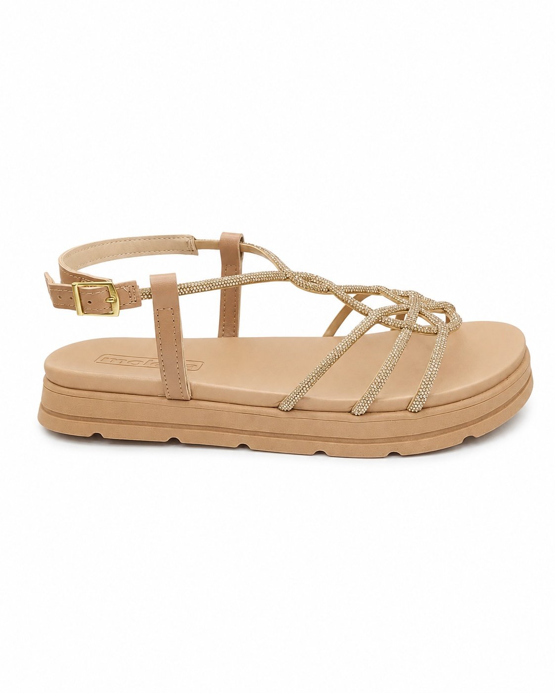 Sandalia Moleca Feminino Nude Toque Luminoso Fivela Ajustavel Bege 4