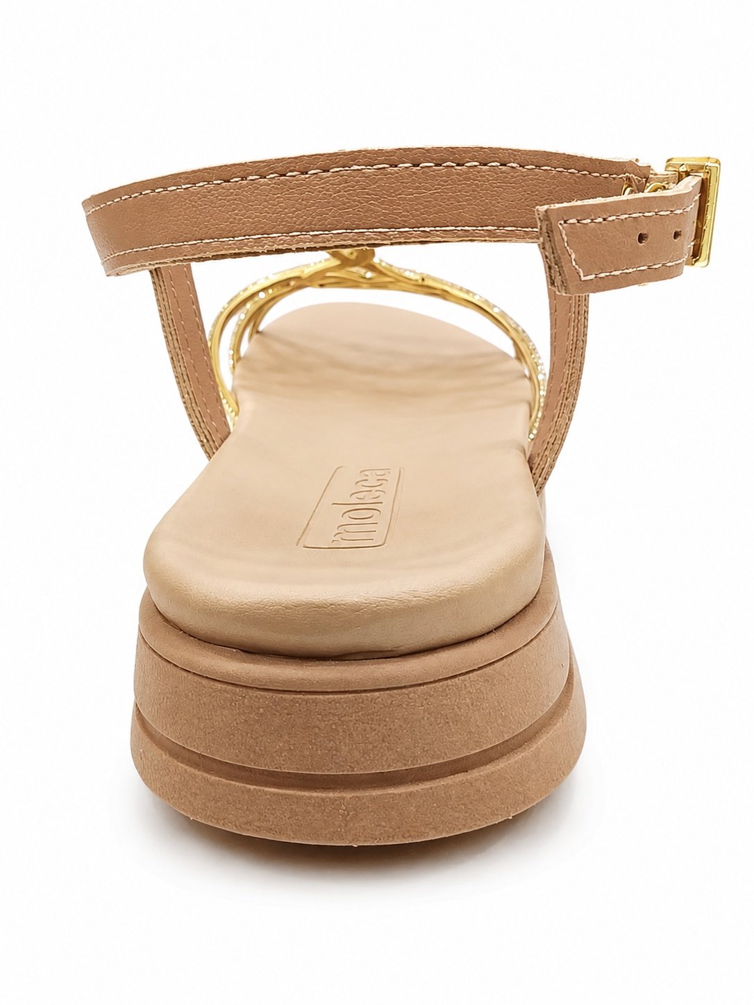 Sandalia Moleca Feminino Nude Toque Luminoso Fivela Ajustavel Bege 5
