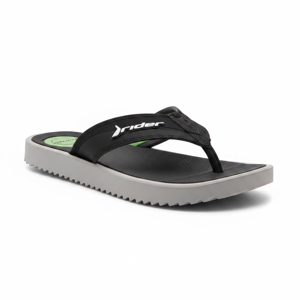 Chinelo Rider Masculino Preto Cinza Solado Aderente