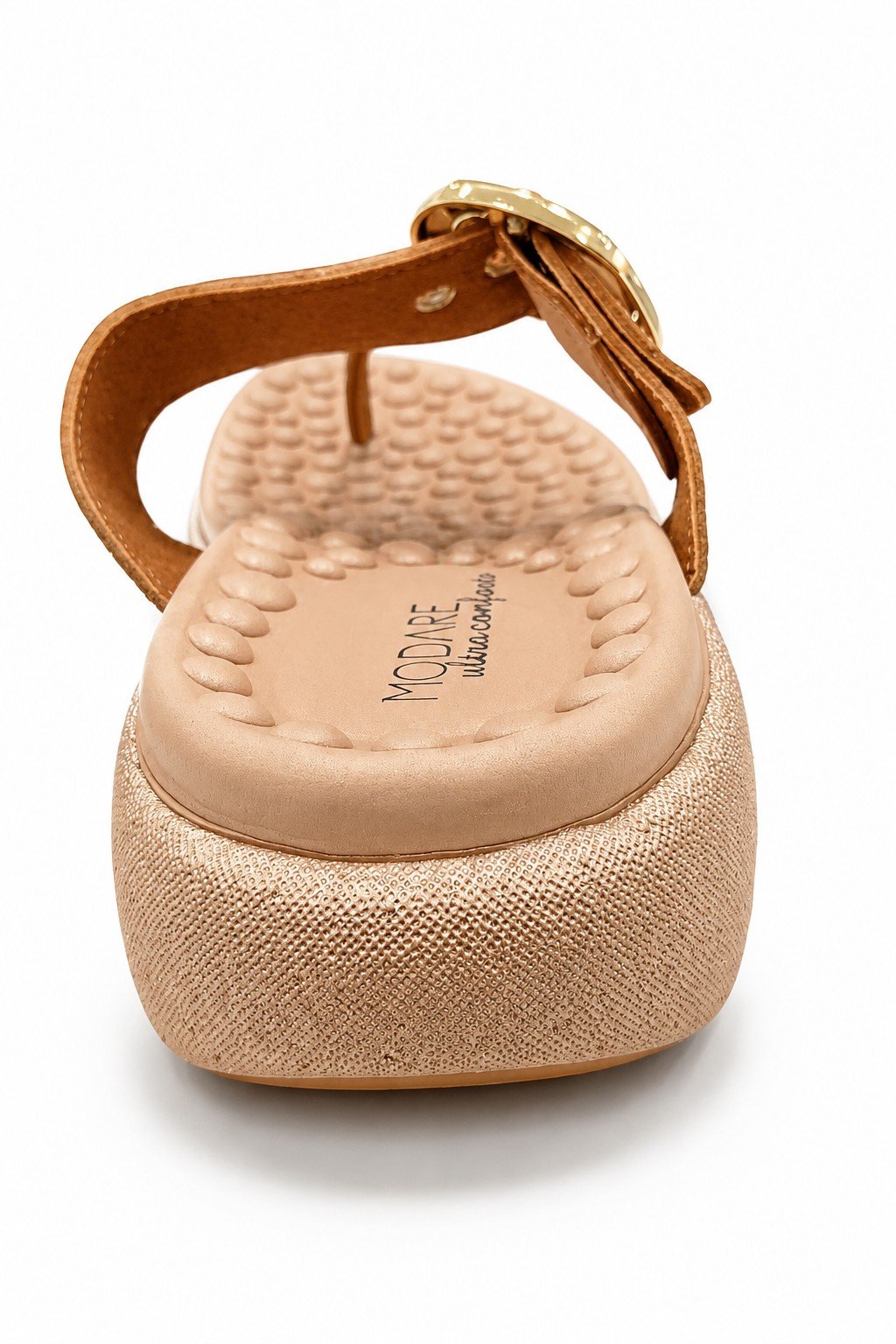 Tamanco Modare  Nude Fivela Dourada Conforto Otimizado Bege 4
