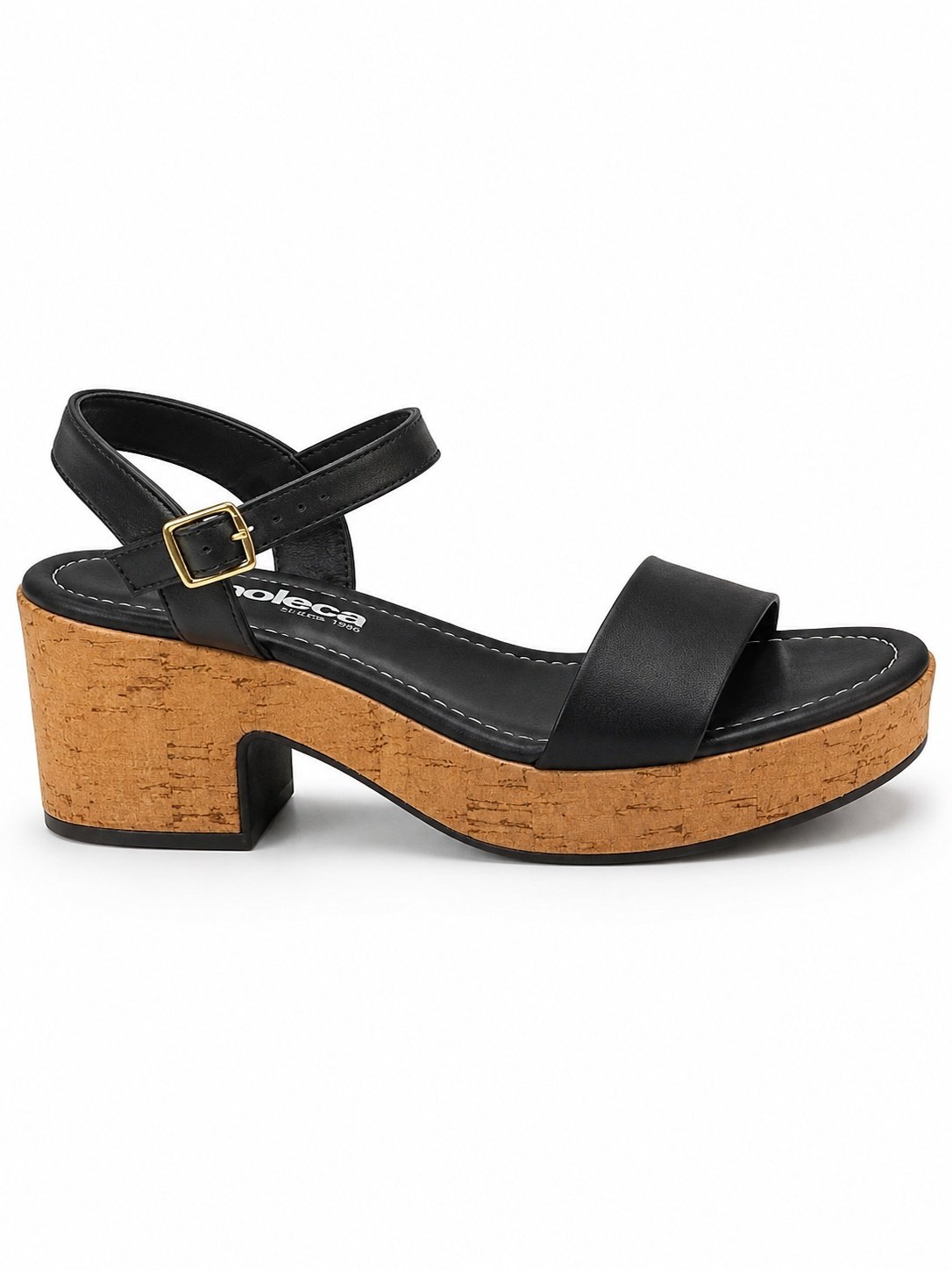 Sandalia Moleca Feminina Preta Salto Bloco Solado Cortica Preto 4