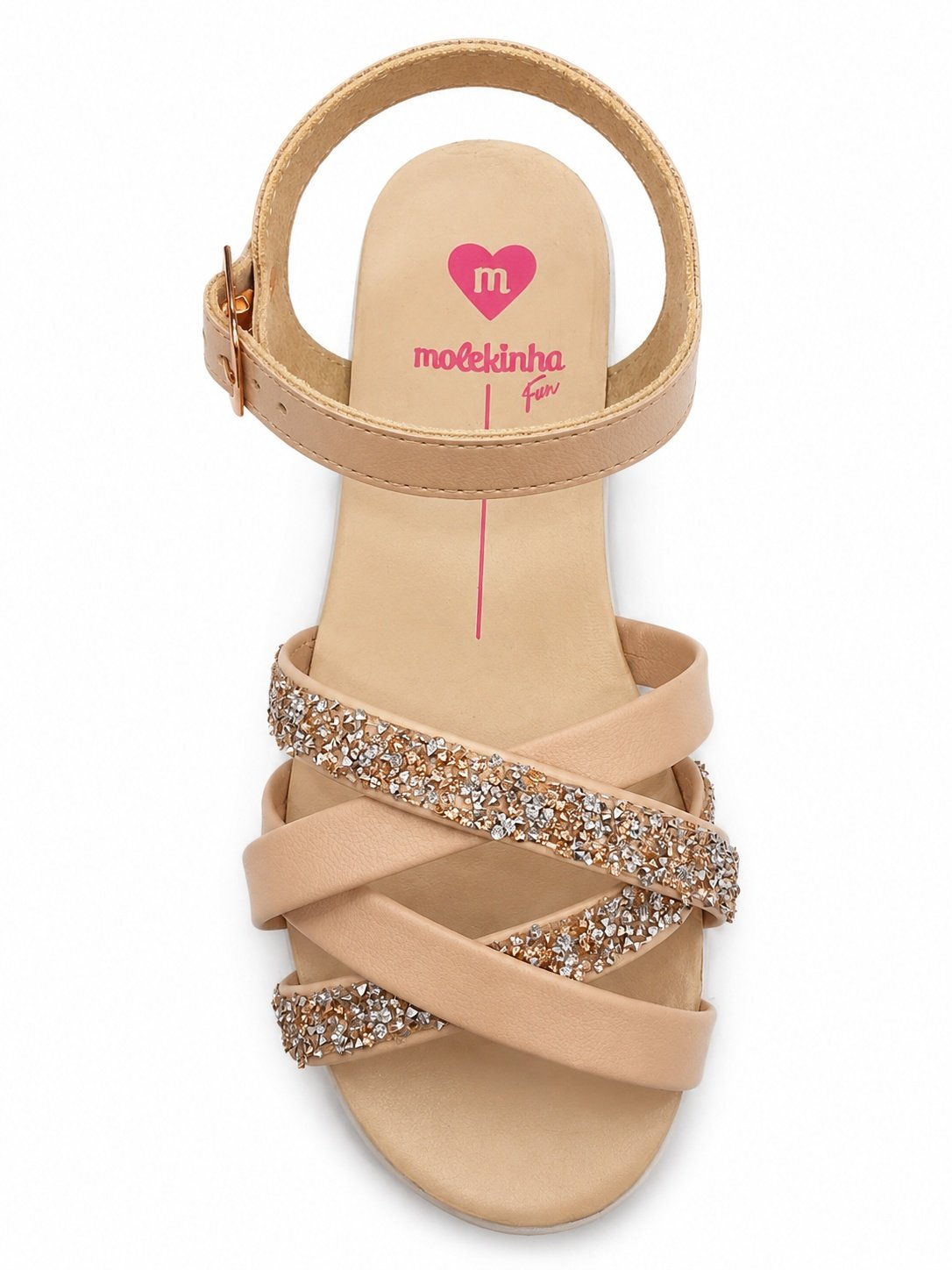 Sandalia Molekinha Infantil Rose Brilho Fivela Ajustavel Rosa 5