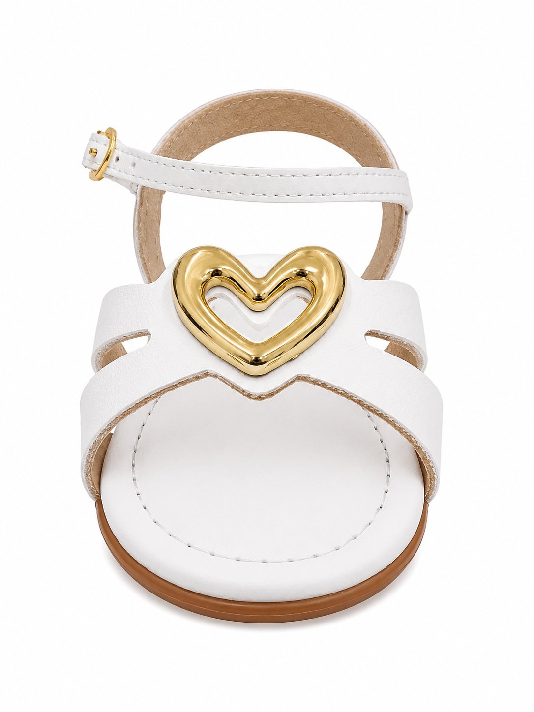 Sandalia Molekinha Infantil Menina Branco Coracao Dourado Branco 2