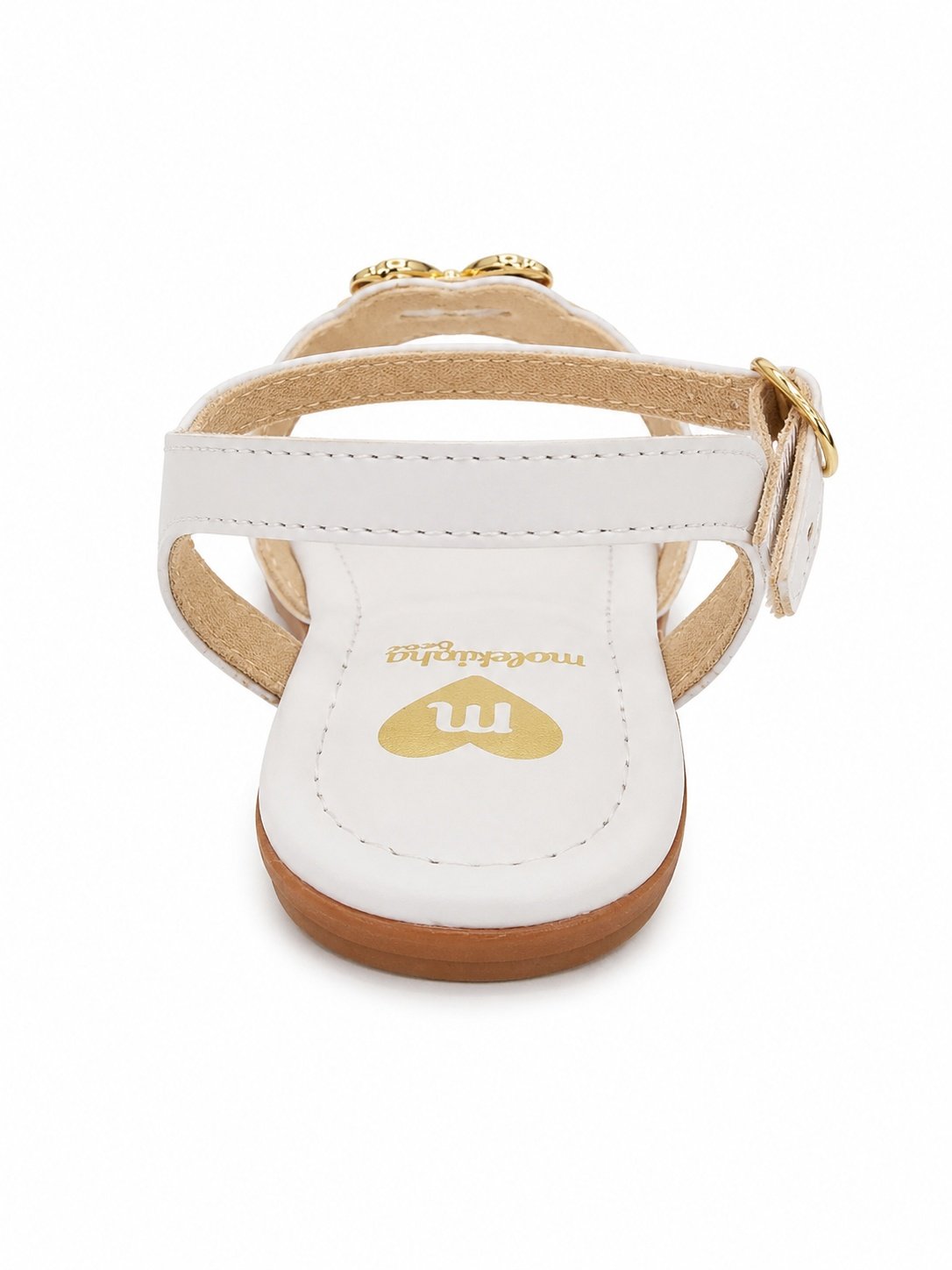 Sandalia Molekinha Infantil Menina Branco Coracao Dourado Branco 6