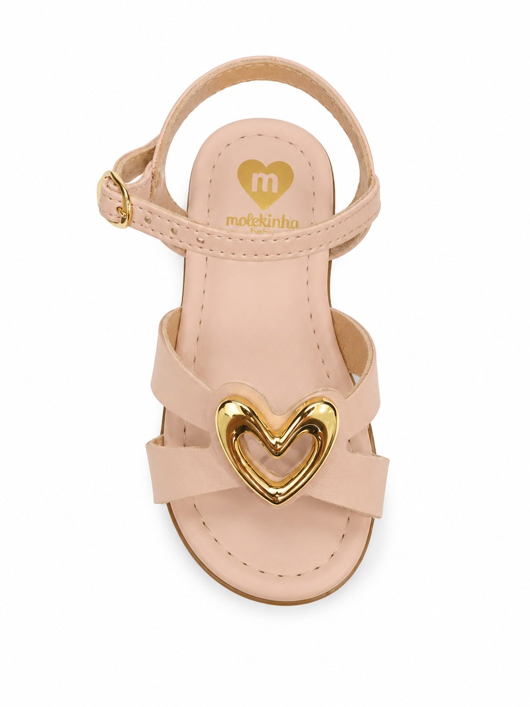 Sandalia Molekinha Infantil Menina Rose Coracao Dourado Rosa 4