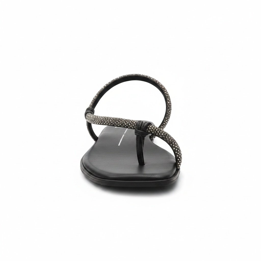 Sandalia Moleca Feminina Preta Rasteira Brilho Casual Moda Preto 4