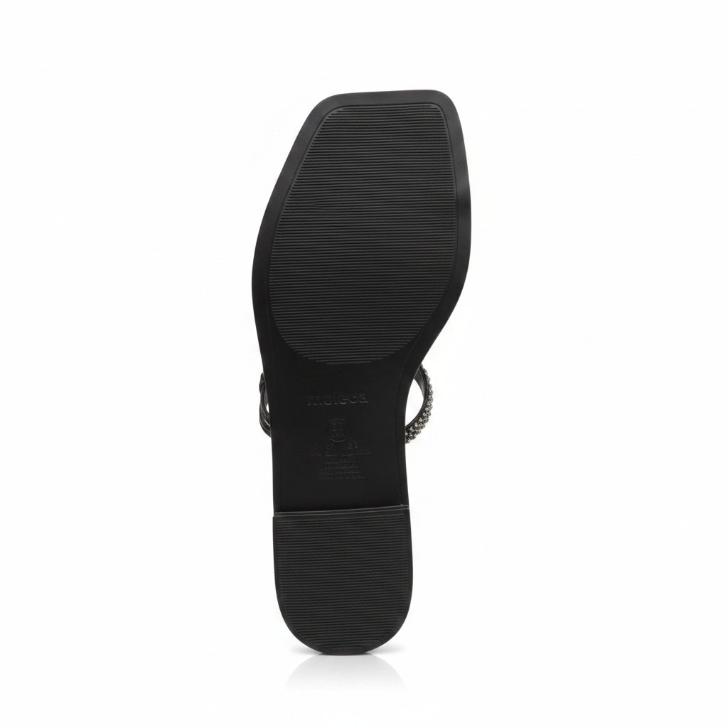 Sandalia Moleca Feminina Preta Rasteira Brilho Casual Moda Preto 6