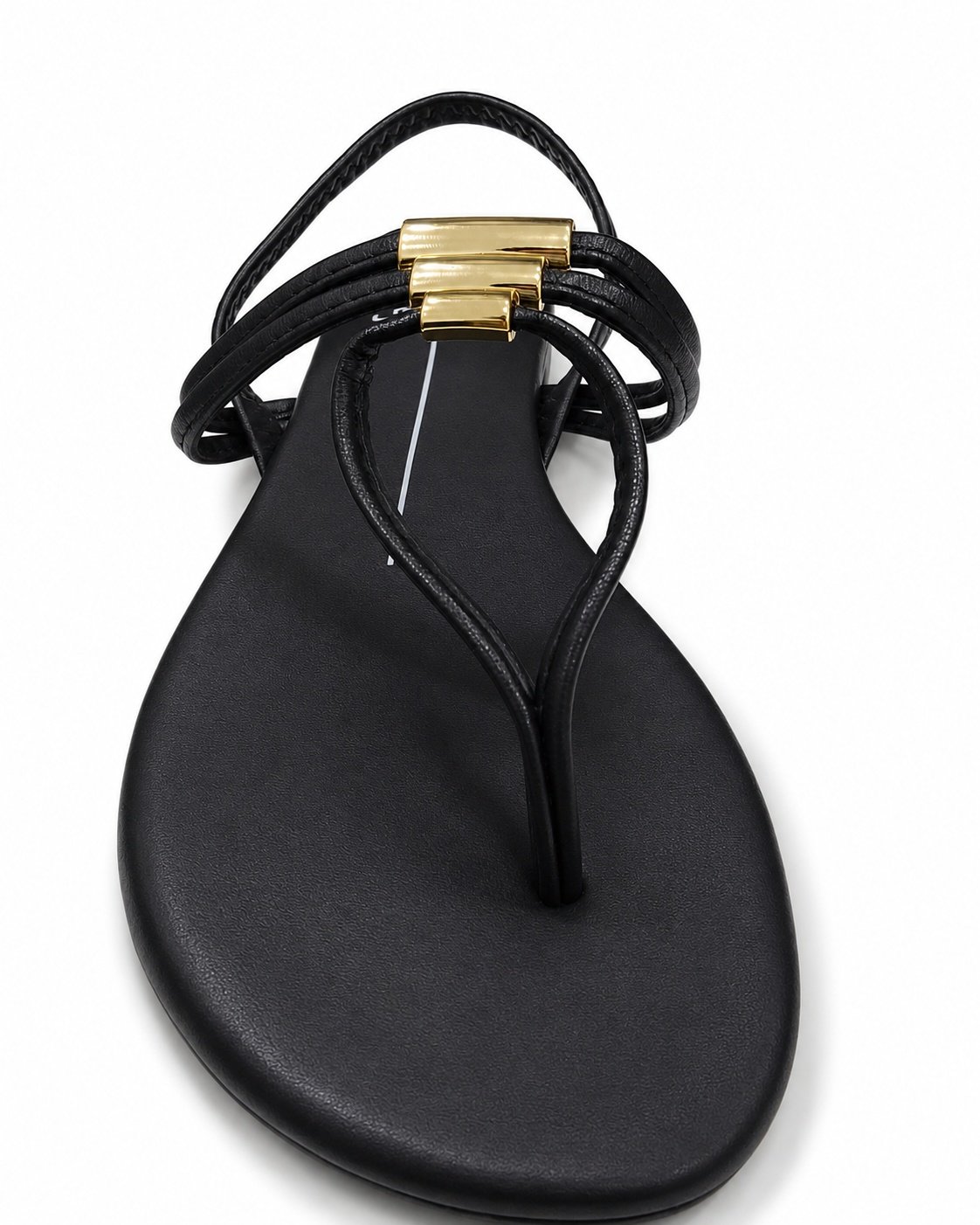 Sandalia Rasteira Moleca Preta Toque Dourado Casual Preto 2