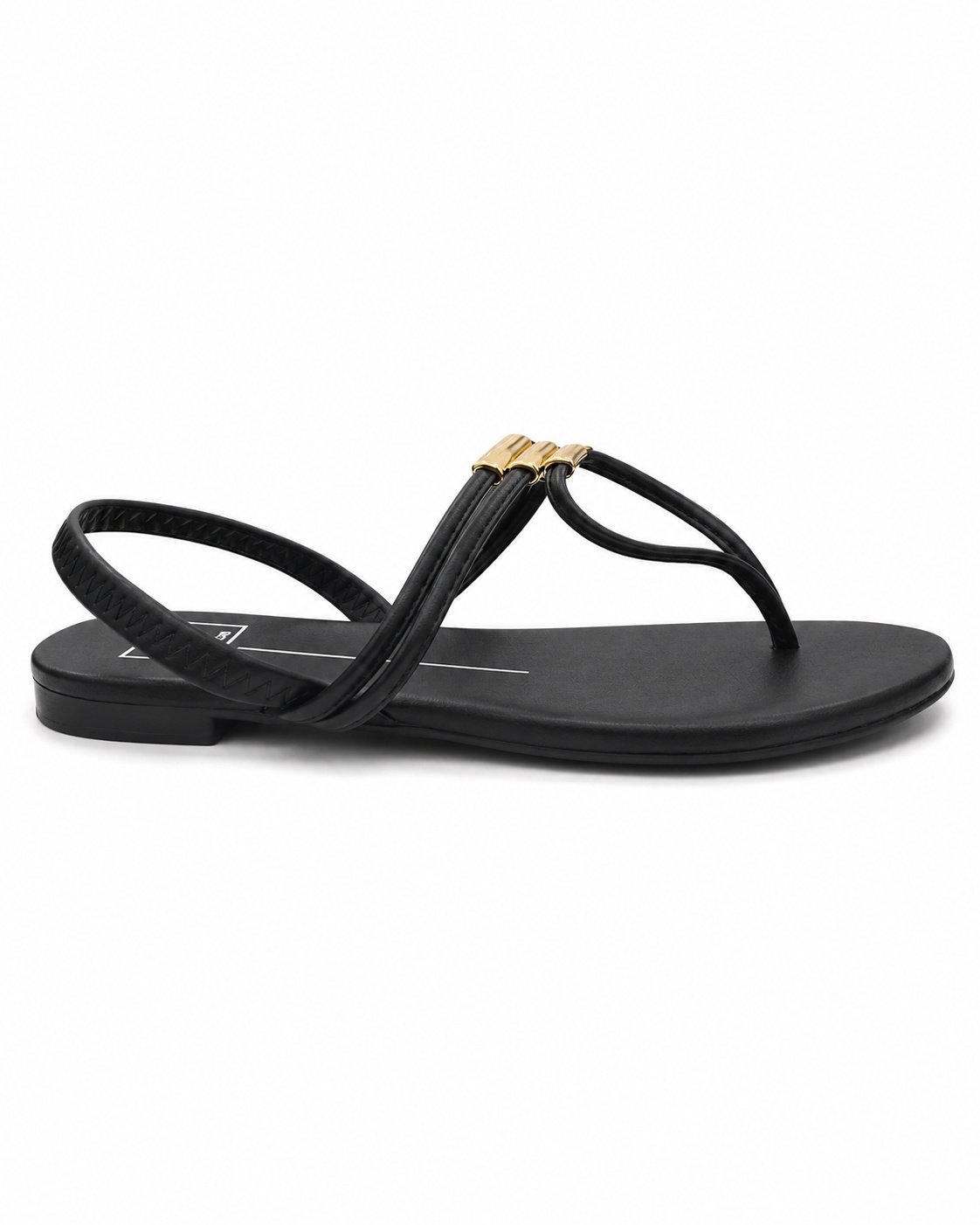 Sandalia Rasteira Moleca Preta Toque Dourado Casual Preto 5