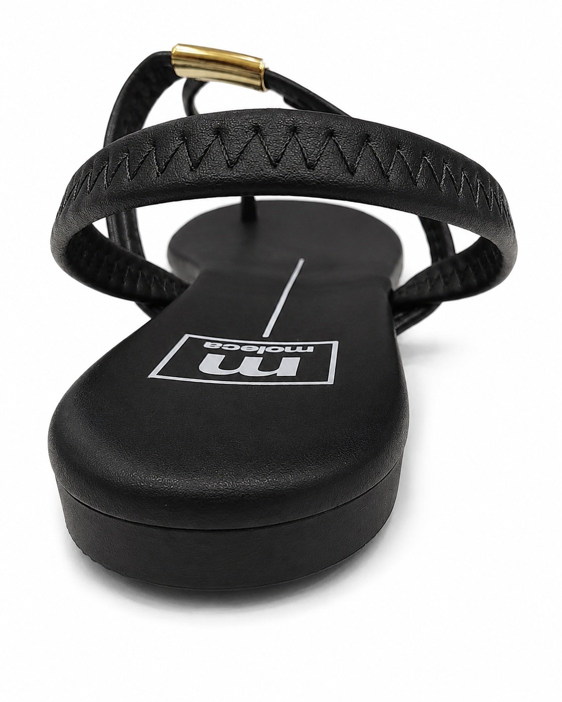 Sandalia Rasteira Moleca Preta Toque Dourado Casual Preto 6