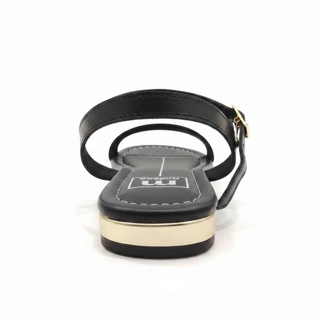 Sandalia Napa Moleca Feminino Preta Toque Dourado Urbano Preto 5