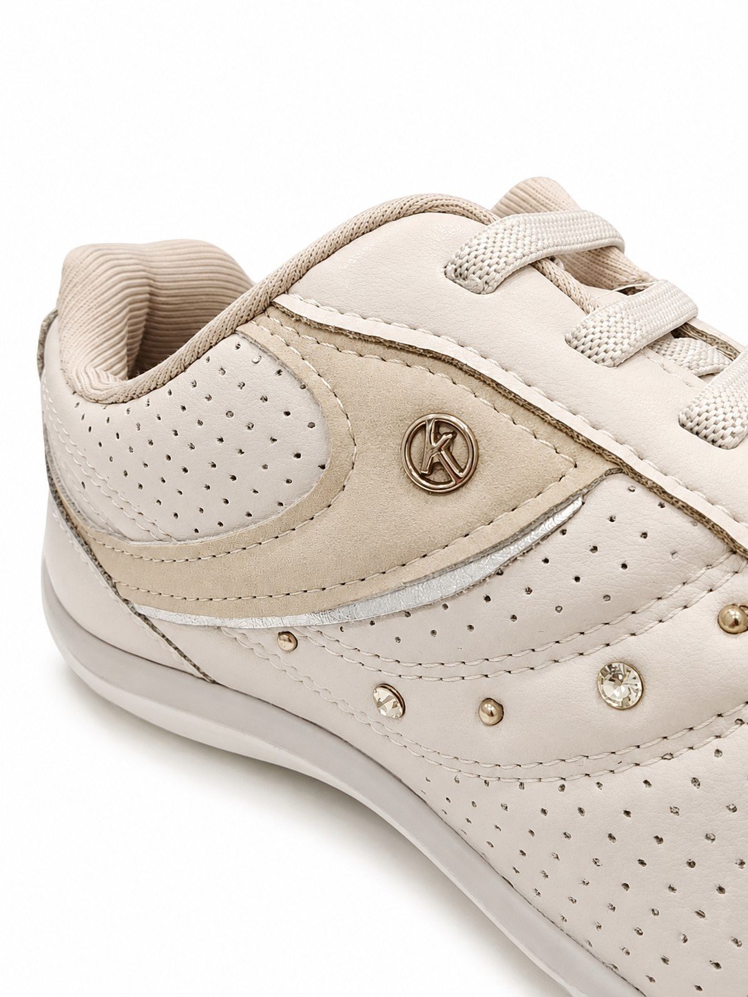 Kolosh Tenis Feminino Gris Design Vazado Leveza Branco/Bege 3