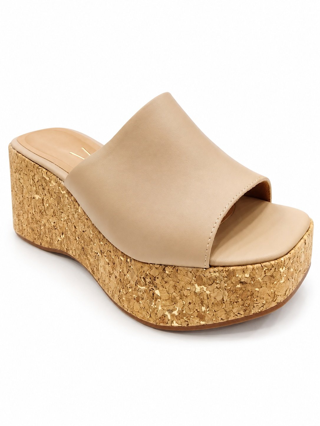 Vizzano Tamanco Plataforma Cortica Bege Feminino Casual