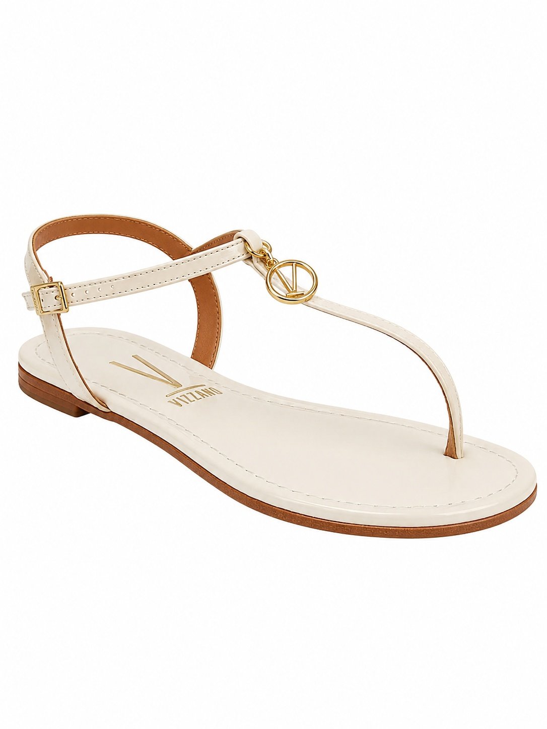 Sandalia Feminina Vizzano Branco OFF Rasteira Fivela Dourada